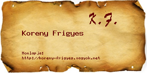 Koreny Frigyes névjegykártya